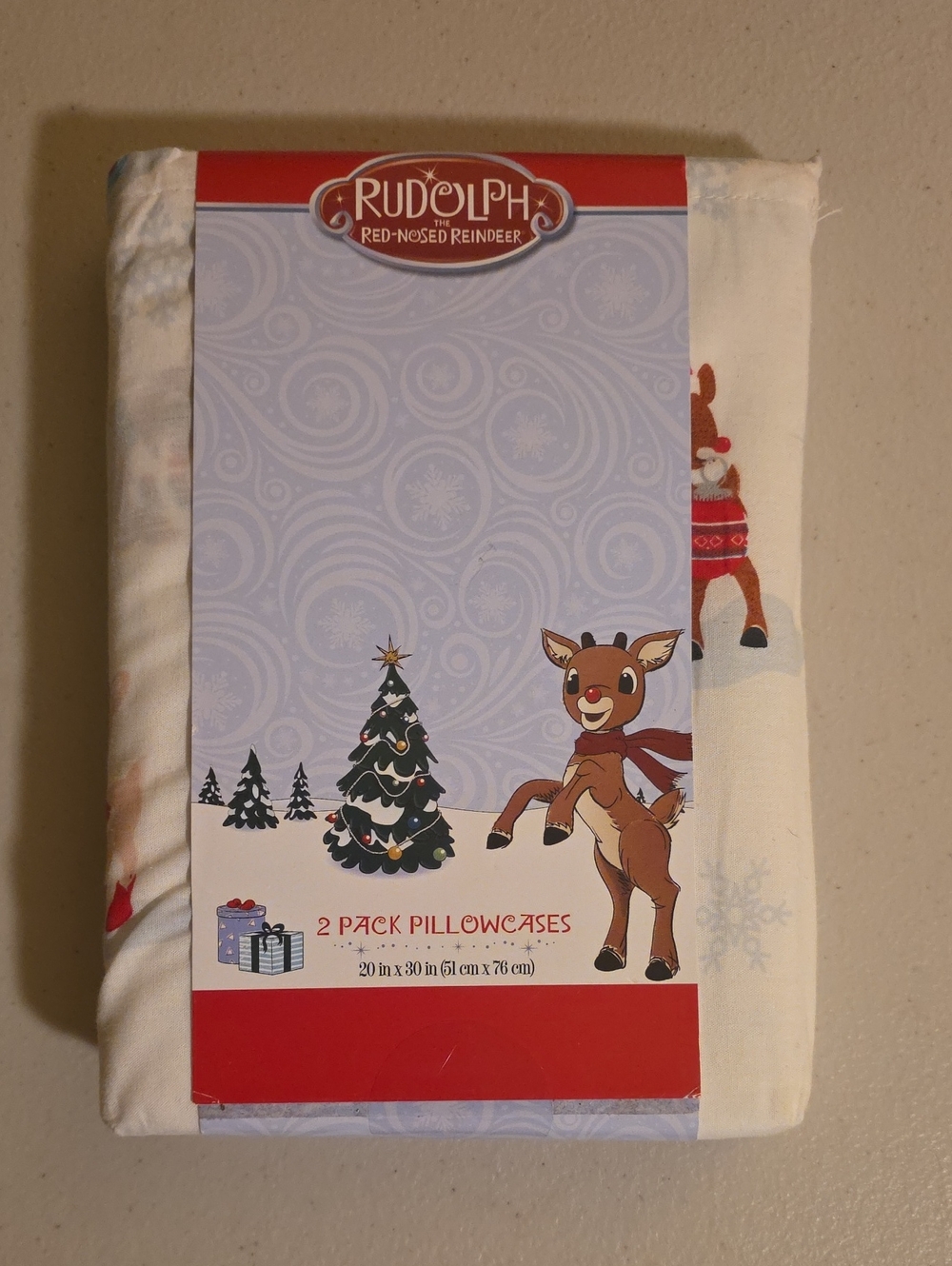 Rudolph The Red-Nosed Reindeer 2 Pack Pillowcases - Holiday 20" X 30" NEW